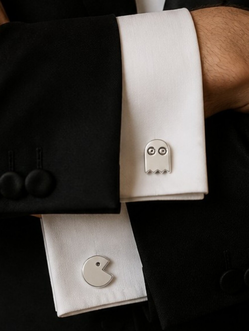 Pac-Man Ghost Retro Arcade Cufflinks Maze Gamer 80s Video Game Geek Groom Gift